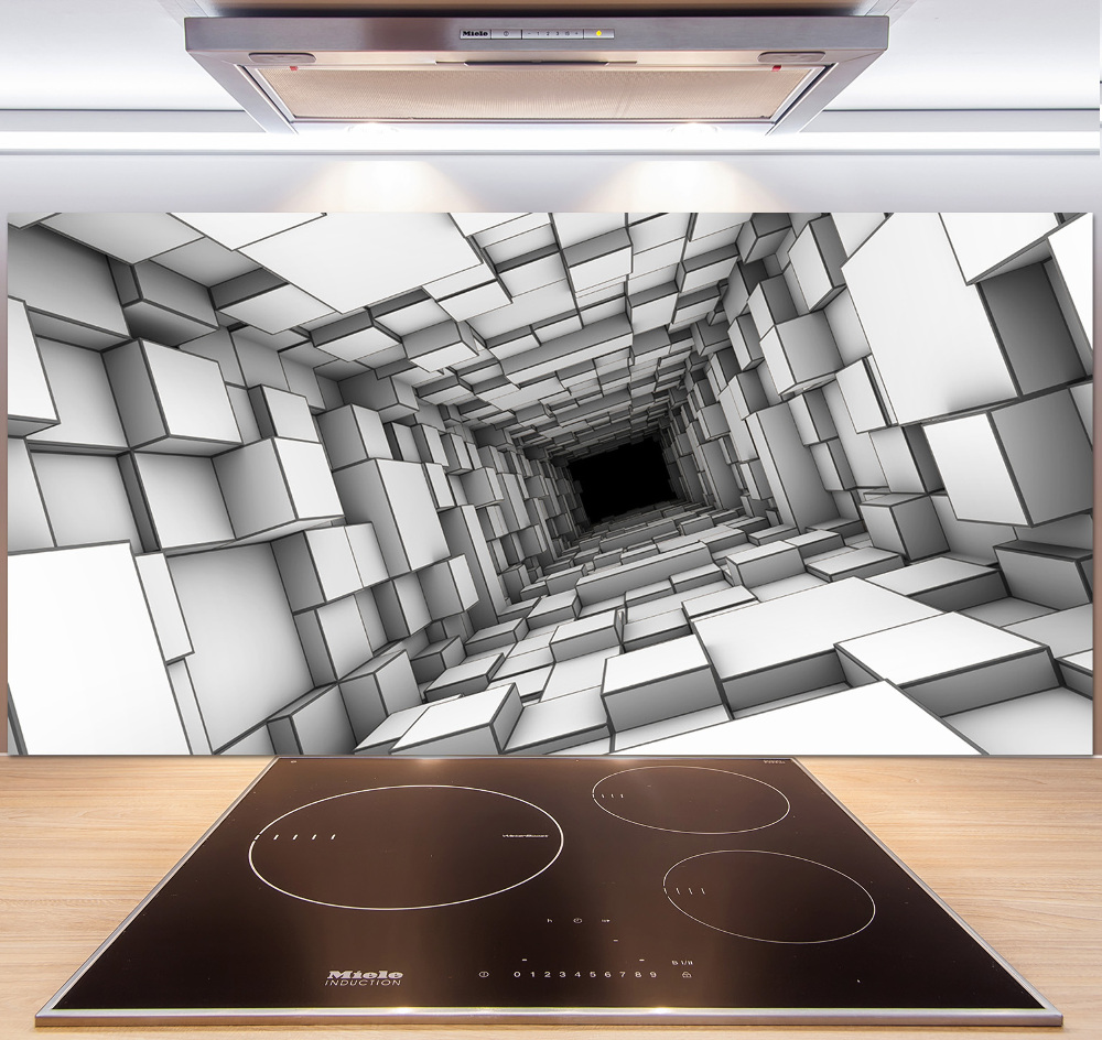 Glass splashback Tunnel from cubes