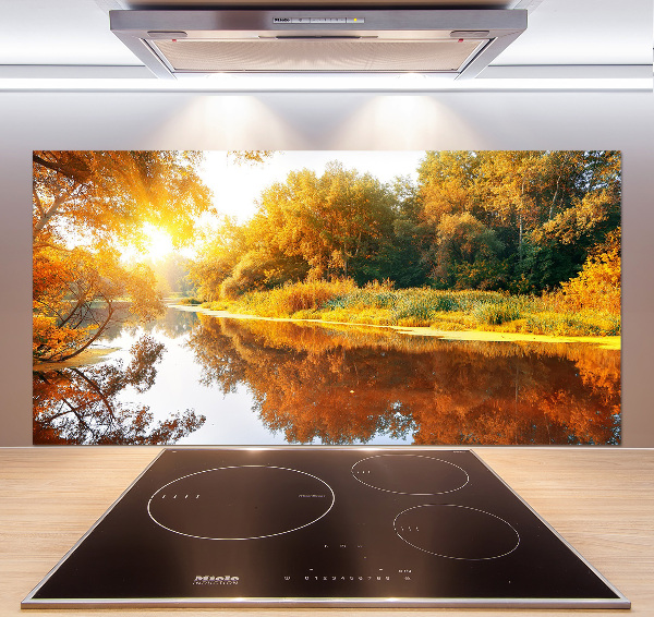 Cooker splashback River in autumn