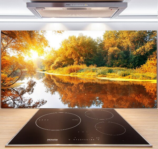 Cooker splashback River in autumn