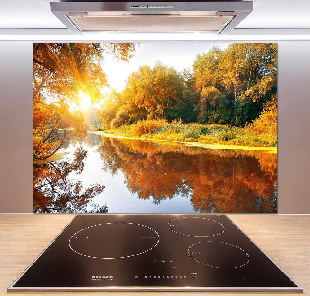 Cooker splashback River in autumn