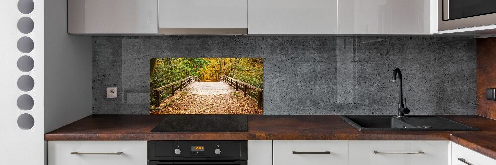 Cooker splashback Bridge in the Forest Autumn