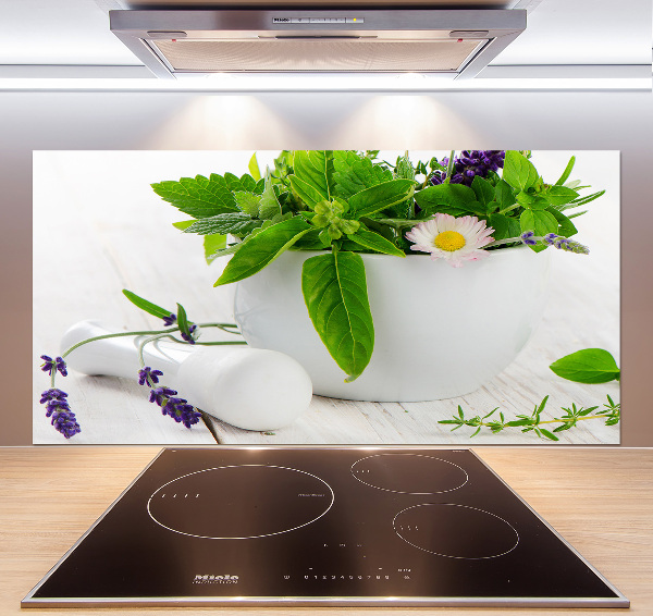 Cooker splashback Mortar and herbs