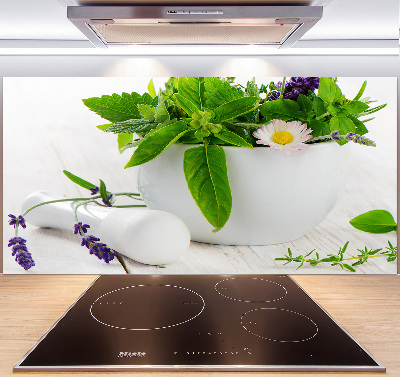 Cooker splashback Mortar and herbs