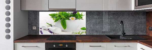 Cooker splashback Mortar and herbs