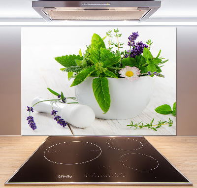 Cooker splashback Mortar and herbs