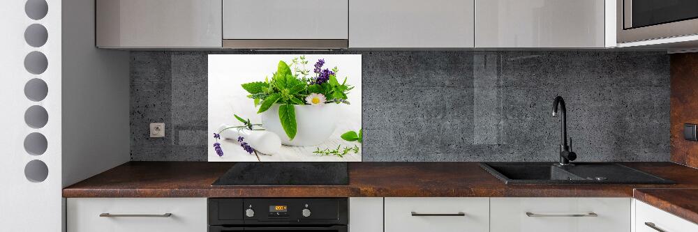 Cooker splashback Mortar and herbs