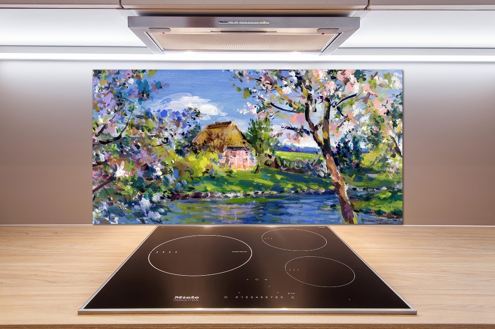 Glass splashback Spring landscape