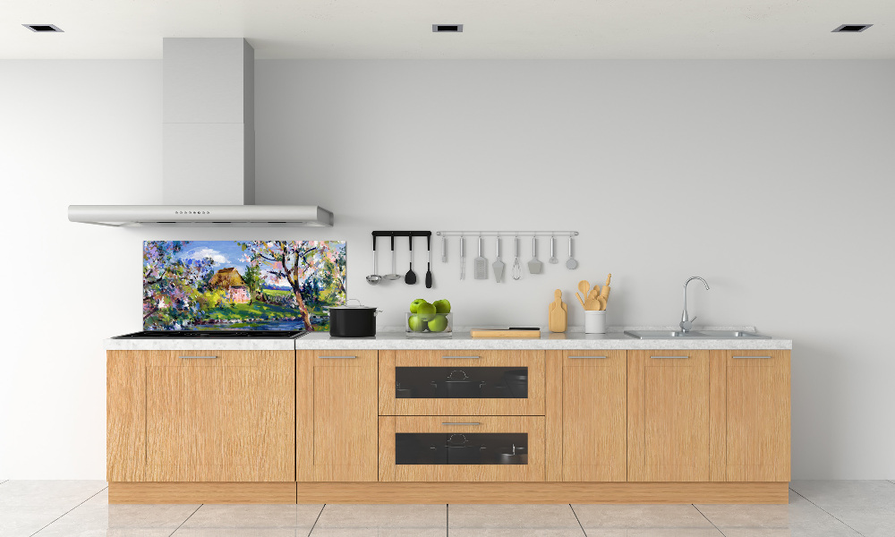 Glass splashback Spring landscape