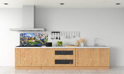 Glass splashback Spring landscape