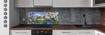 Glass splashback Spring landscape