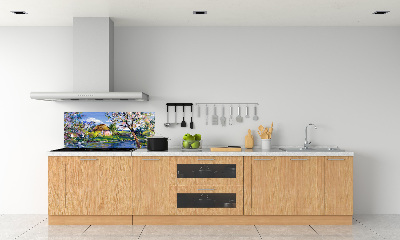 Glass splashback Spring landscape