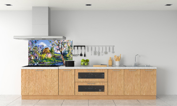 Glass splashback Spring landscape