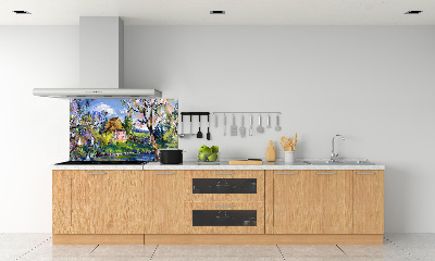 Glass splashback Spring landscape