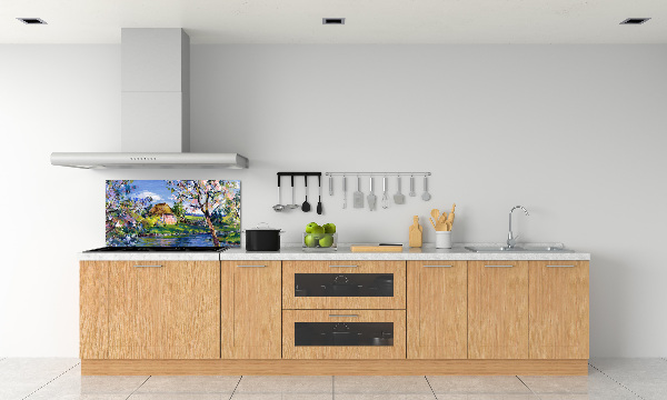 Glass splashback Spring landscape