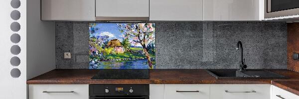 Glass splashback Spring landscape