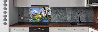 Glass splashback Spring landscape