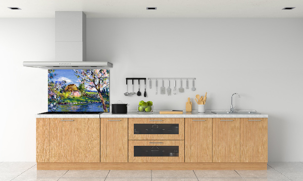 Glass splashback Spring landscape