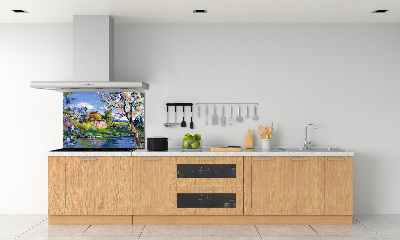 Glass splashback Spring landscape