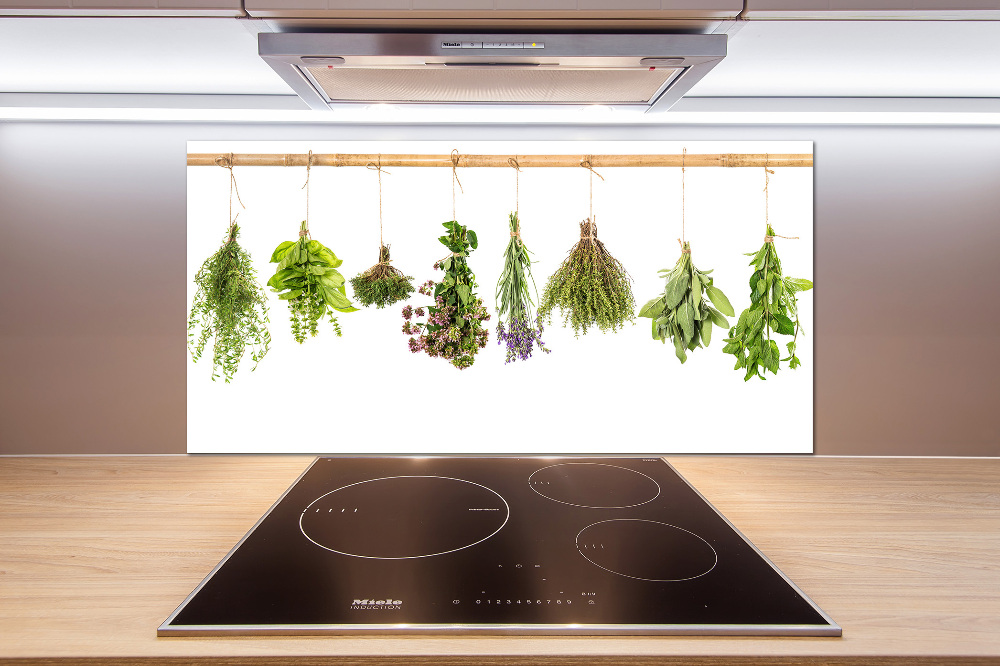 Cooker splashback Herbs on a string