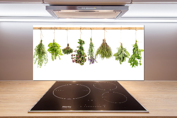 Cooker splashback Herbs on a string