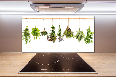 Cooker splashback Herbs on a string