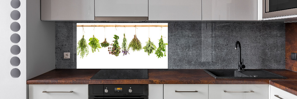 Cooker splashback Herbs on a string