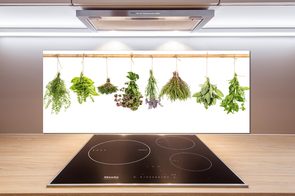 Cooker splashback Herbs on a string