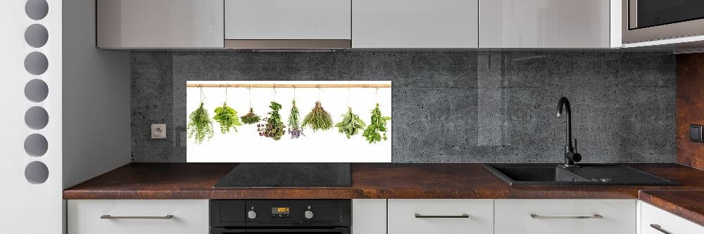 Cooker splashback Herbs on a string