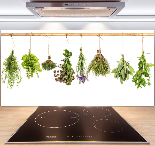 Cooker splashback Herbs on a string