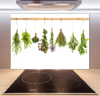 Cooker splashback Herbs on a string