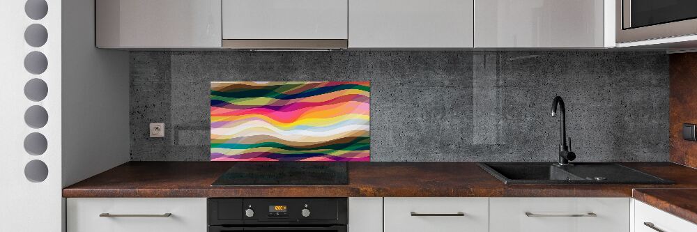 Kitchen wall panels Wave abstraction