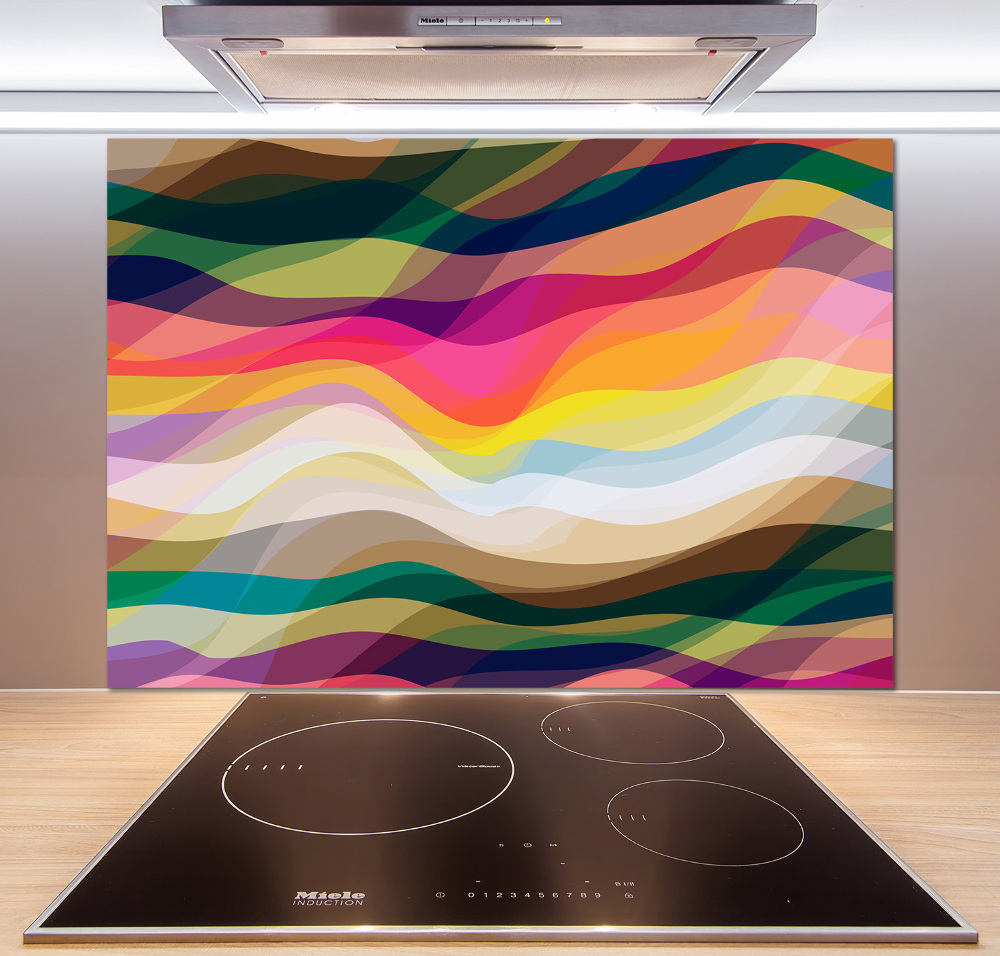 Kitchen wall panels Wave abstraction