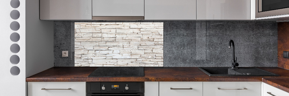 Cooker splashback White wall stone