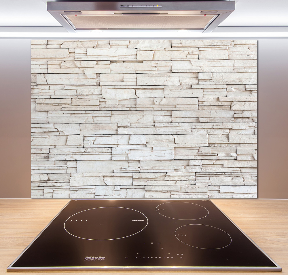 Cooker splashback White wall stone