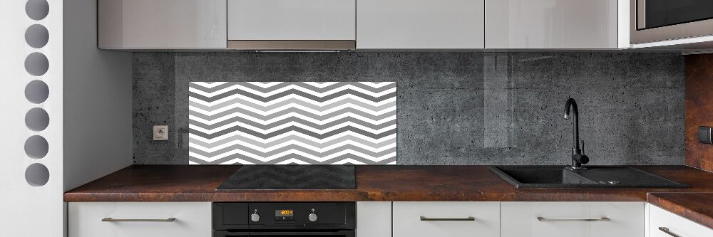 Cooker splashback Gray zigzags