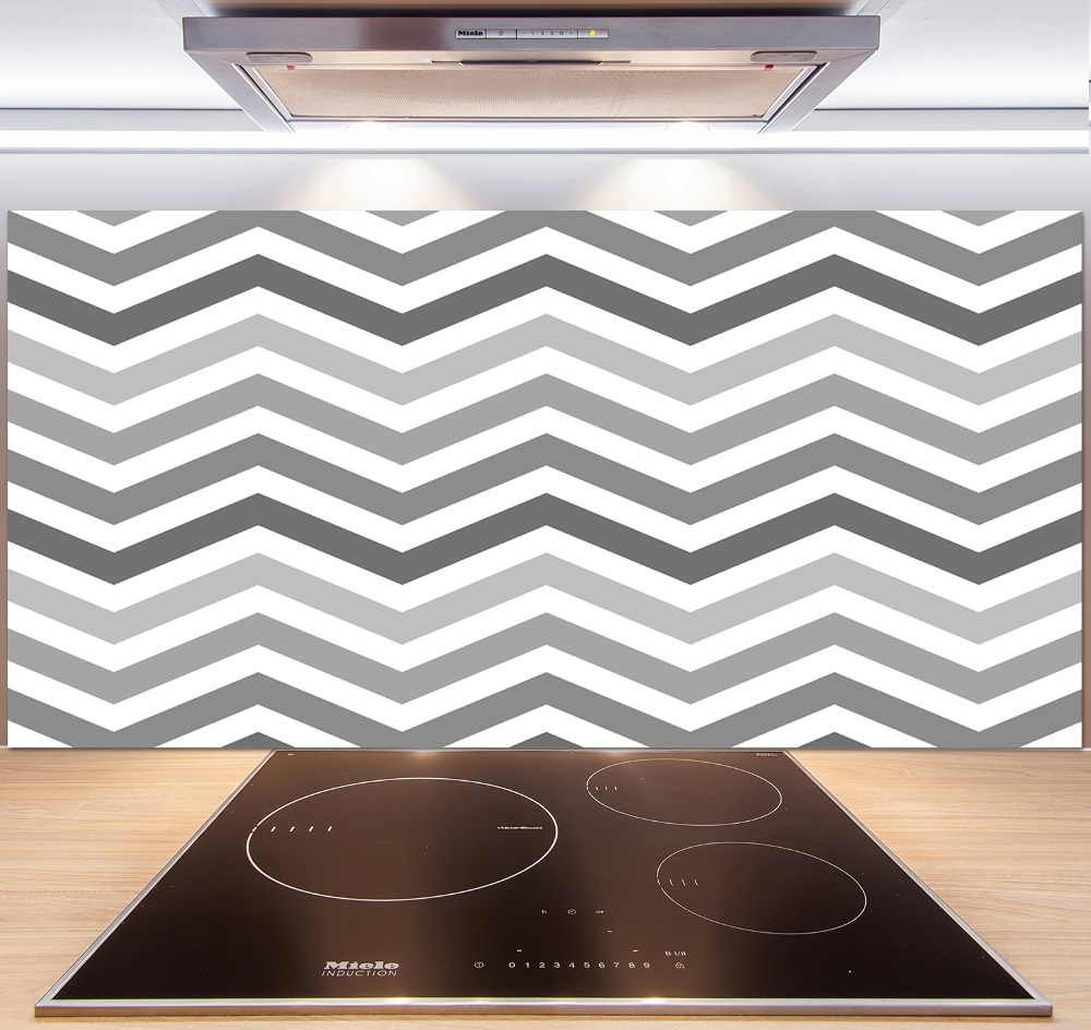 Cooker splashback Gray zigzags