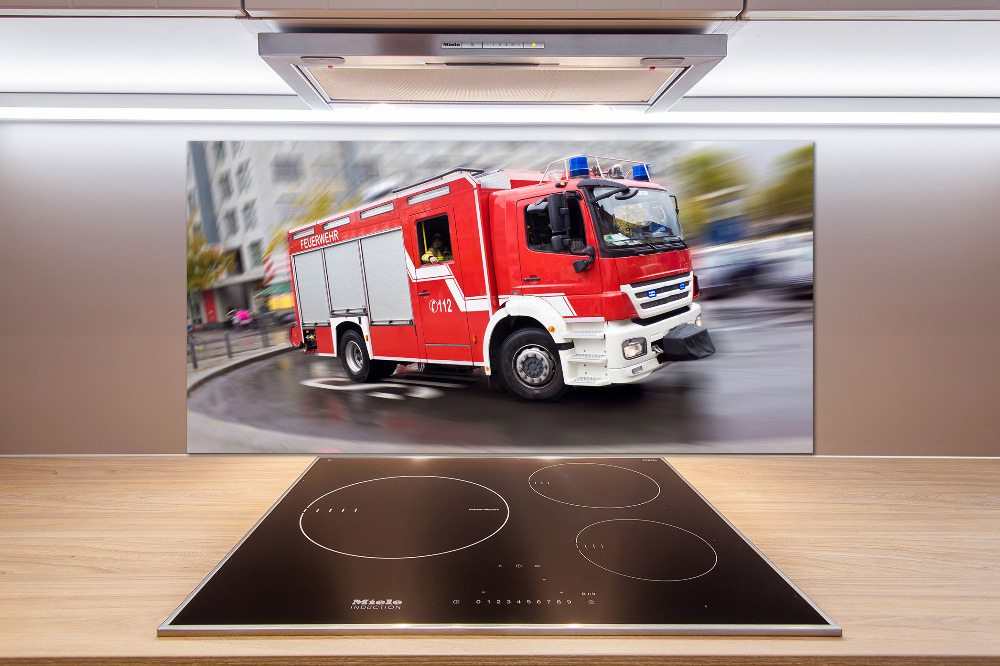 Cooker splashback Fire truck