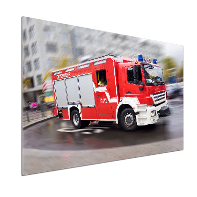 Cooker splashback Fire truck