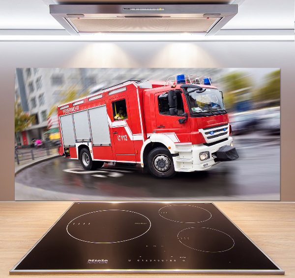 Cooker splashback Fire truck