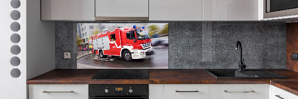 Cooker splashback Fire truck