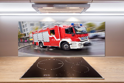 Cooker splashback Fire truck