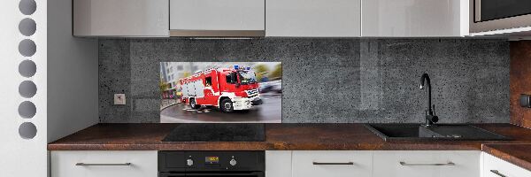 Cooker splashback Fire truck