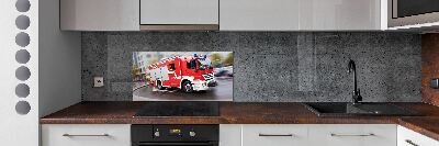 Cooker splashback Fire truck