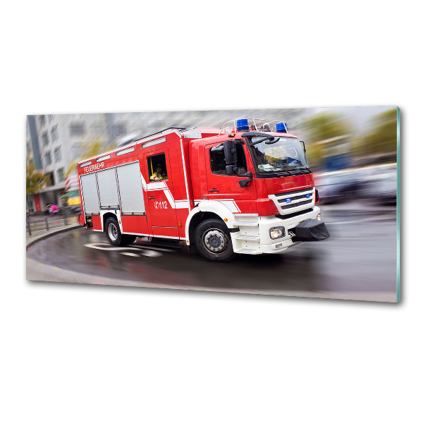 Cooker splashback Fire truck