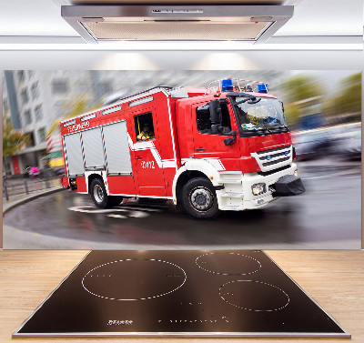 Cooker splashback Fire truck