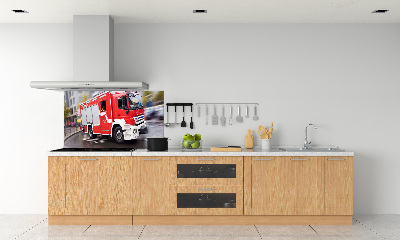 Cooker splashback Fire truck