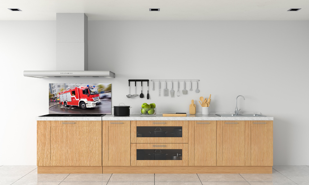 Cooker splashback Fire truck