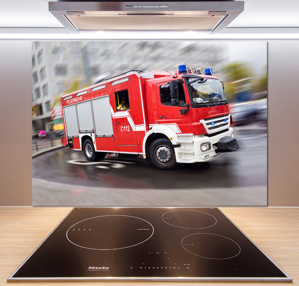 Cooker splashback Fire truck