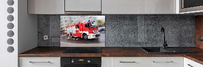 Cooker splashback Fire truck