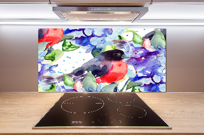 Cooker splashback Bird and flowers